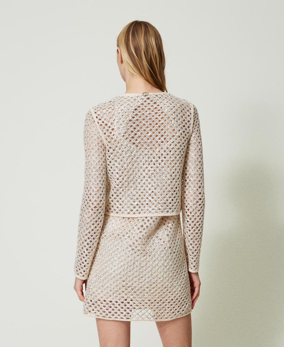 Mesh jacket with embroidery