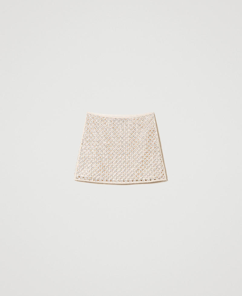 Mesh miniskirt with embroidery