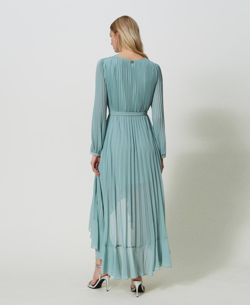 Pleated georgette long dress