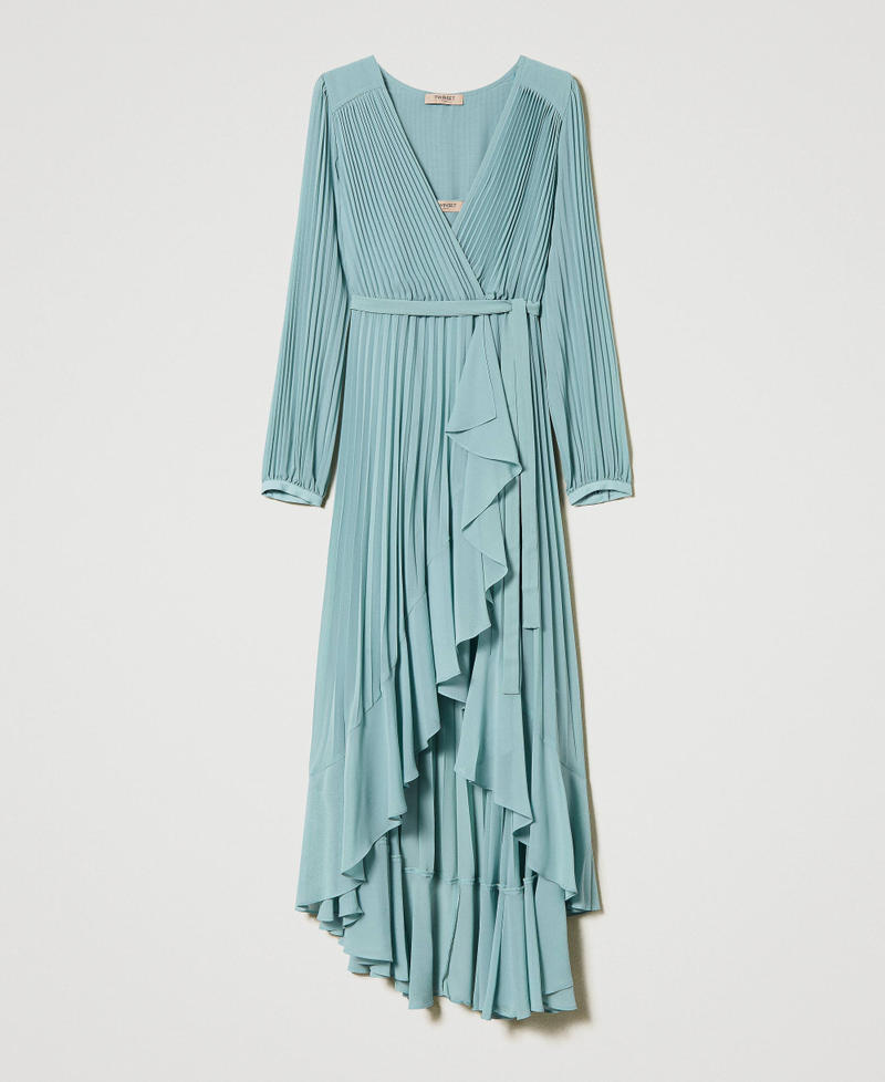 Robe longue en crêpe georgette plissé