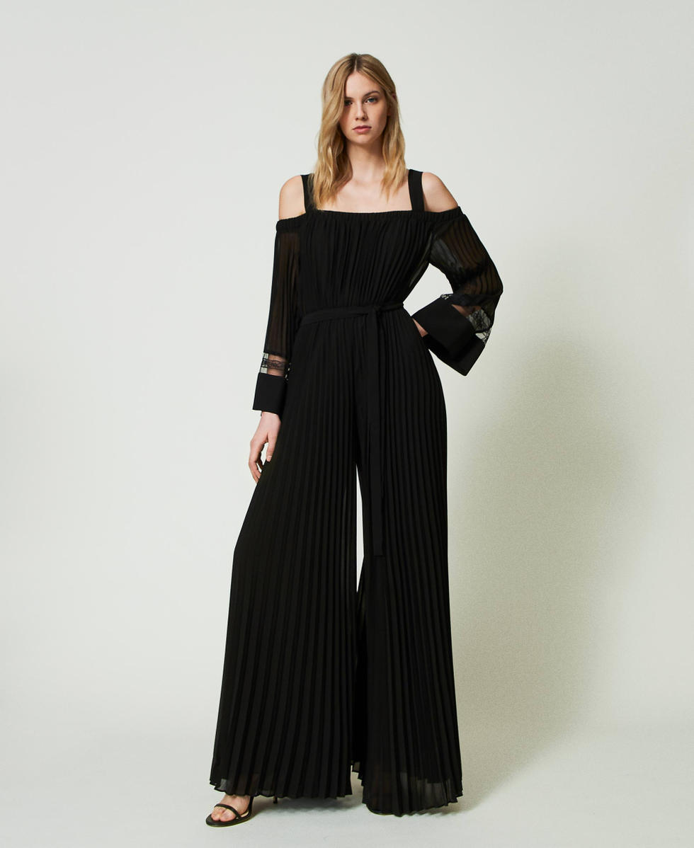 Combinaison en cr&ecirc;pe georgette pliss&eacute;