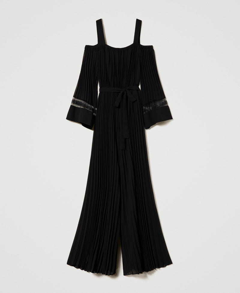 Pleated georgette jumpsuit