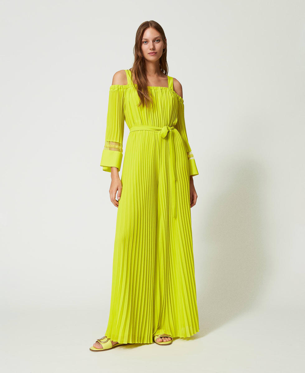 Tuta in georgette plisse Donna Giallo TWINSET Milano