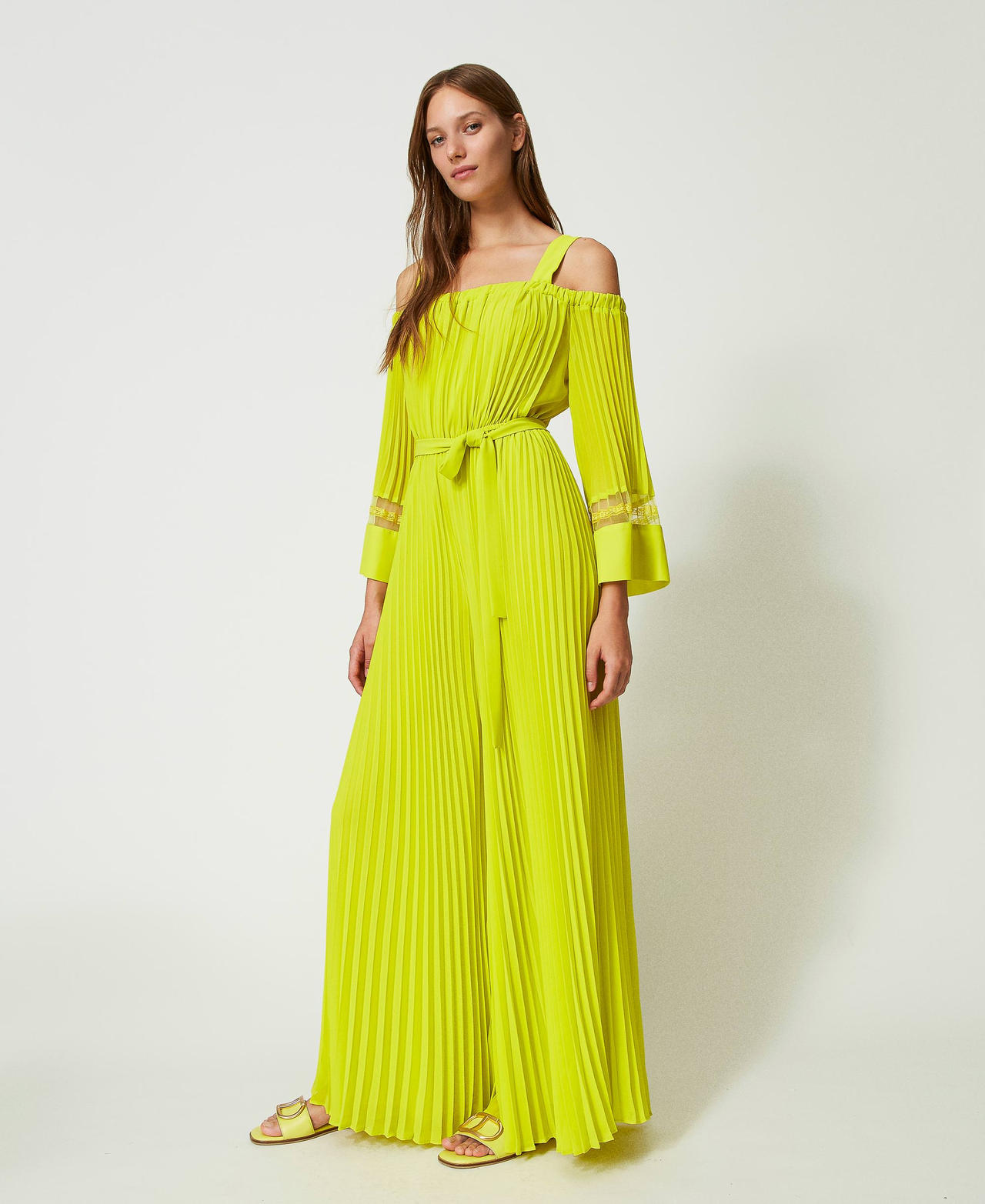 Pleated georgette jumpsuit &ldquo;Light Lemon&rdquo; Yellow Woman 241TP2462_04615_02