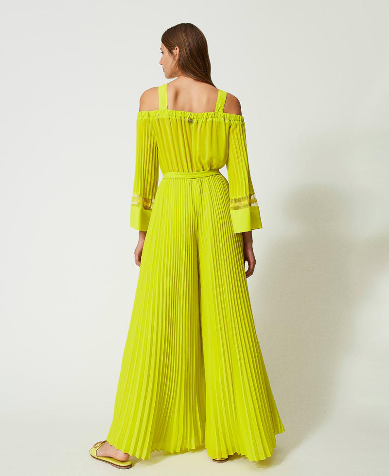 Pleated georgette jumpsuit &ldquo;Light Lemon&rdquo; Yellow Woman 241TP2462_04615_03