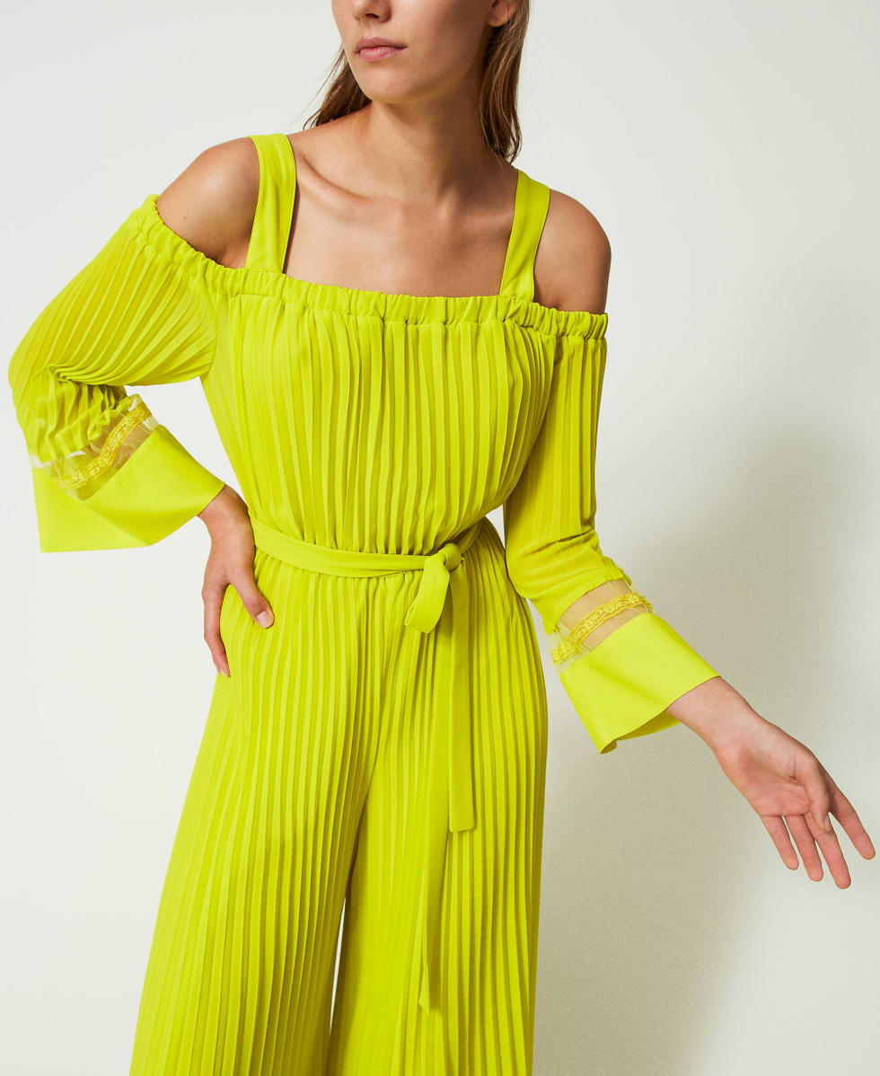 Pleated georgette jumpsuit &ldquo;Light Lemon&rdquo; Yellow Woman 241TP2462_04615_04
