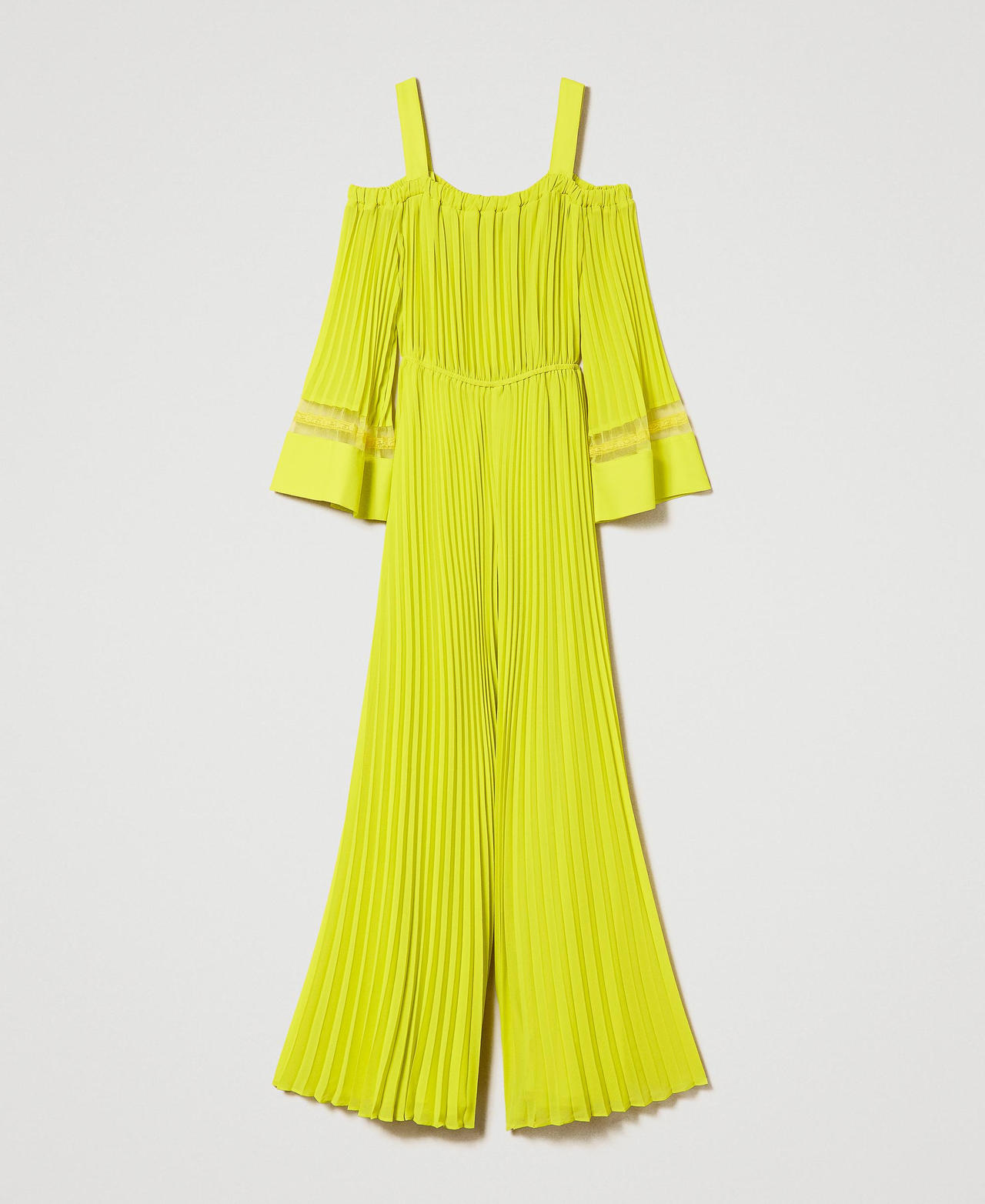 Pleated georgette jumpsuit Woman Yellow TWINSET Milano
