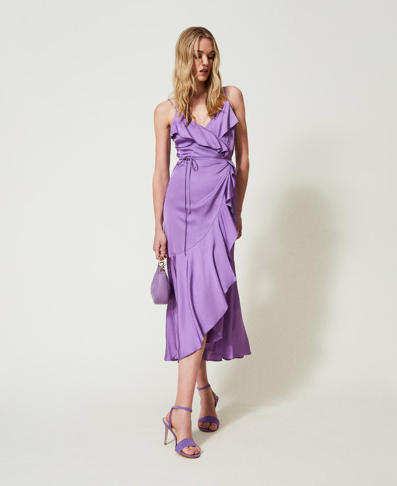 Платье миди из атласа Фиолетовый "Гиацинт" женщина 241TP2500-01