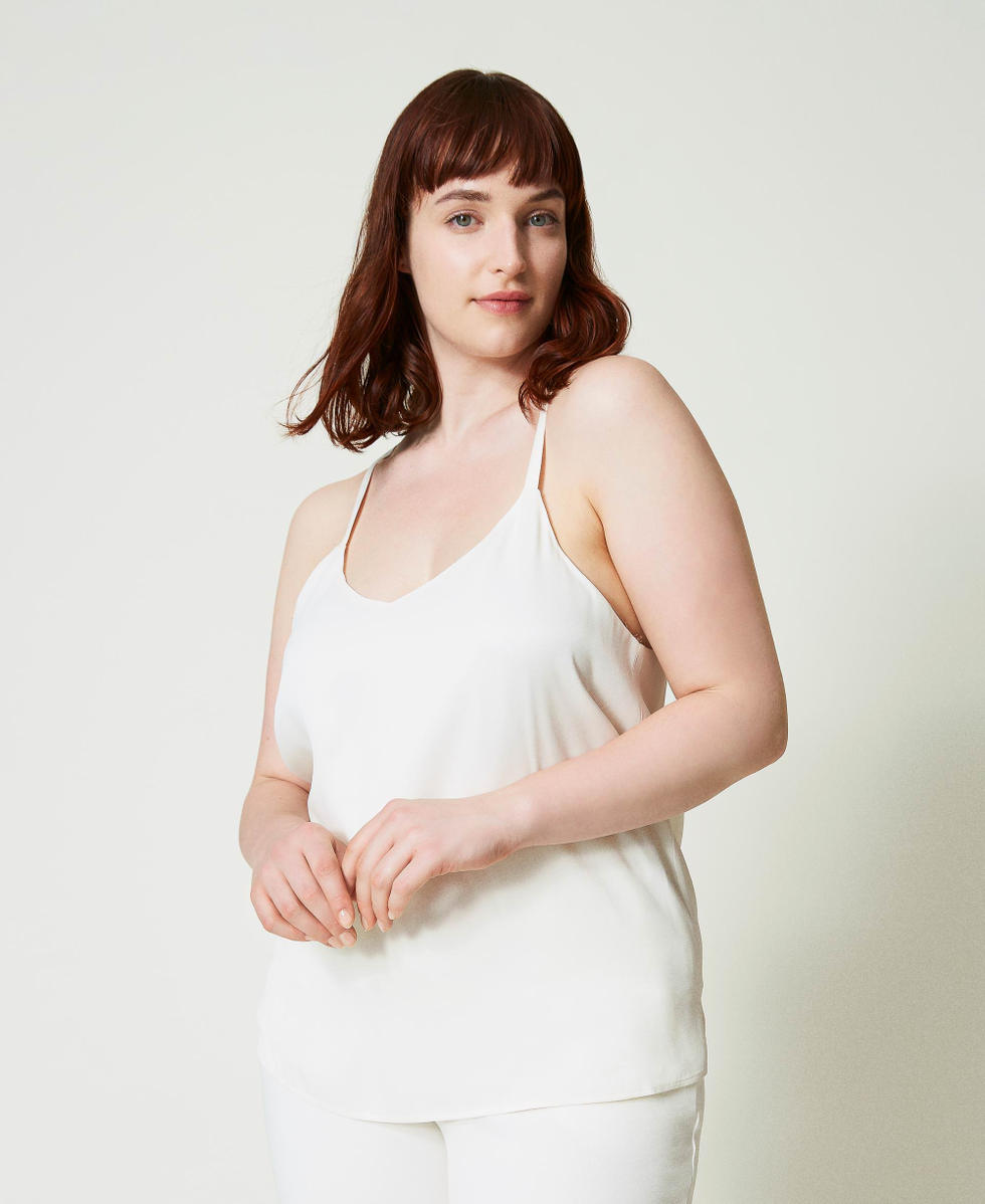 Satin top with shoulder straps White Snow Woman 241TP2503_00282_01