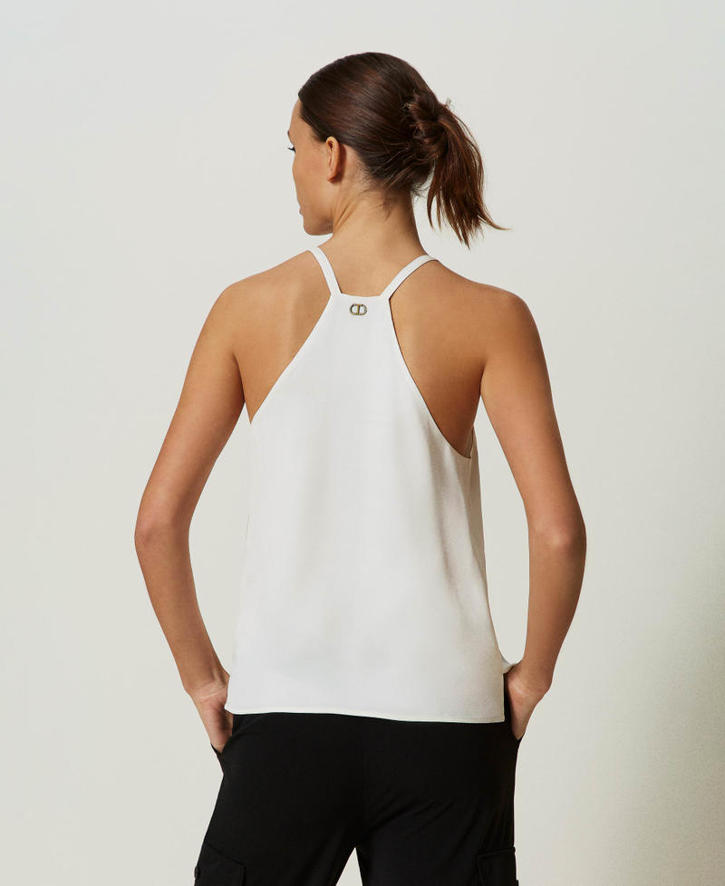 Top con spalline in raso Bianco Neve Donna 241TP2503_00282_07