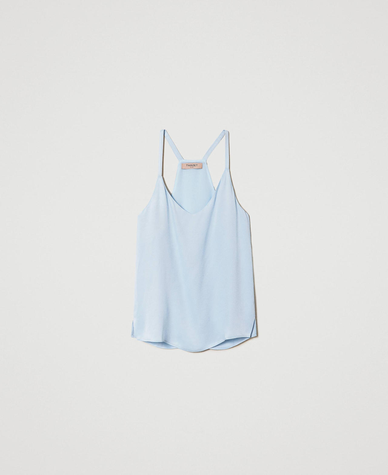 Top con spalline in raso Azzurro "Blue Tear" Donna 241TP2503_11307_0S