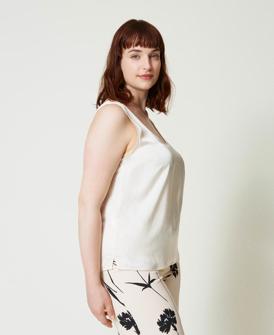 Top con spalline larghe in raso Bianco Neve Donna 241TP2504_00282_01