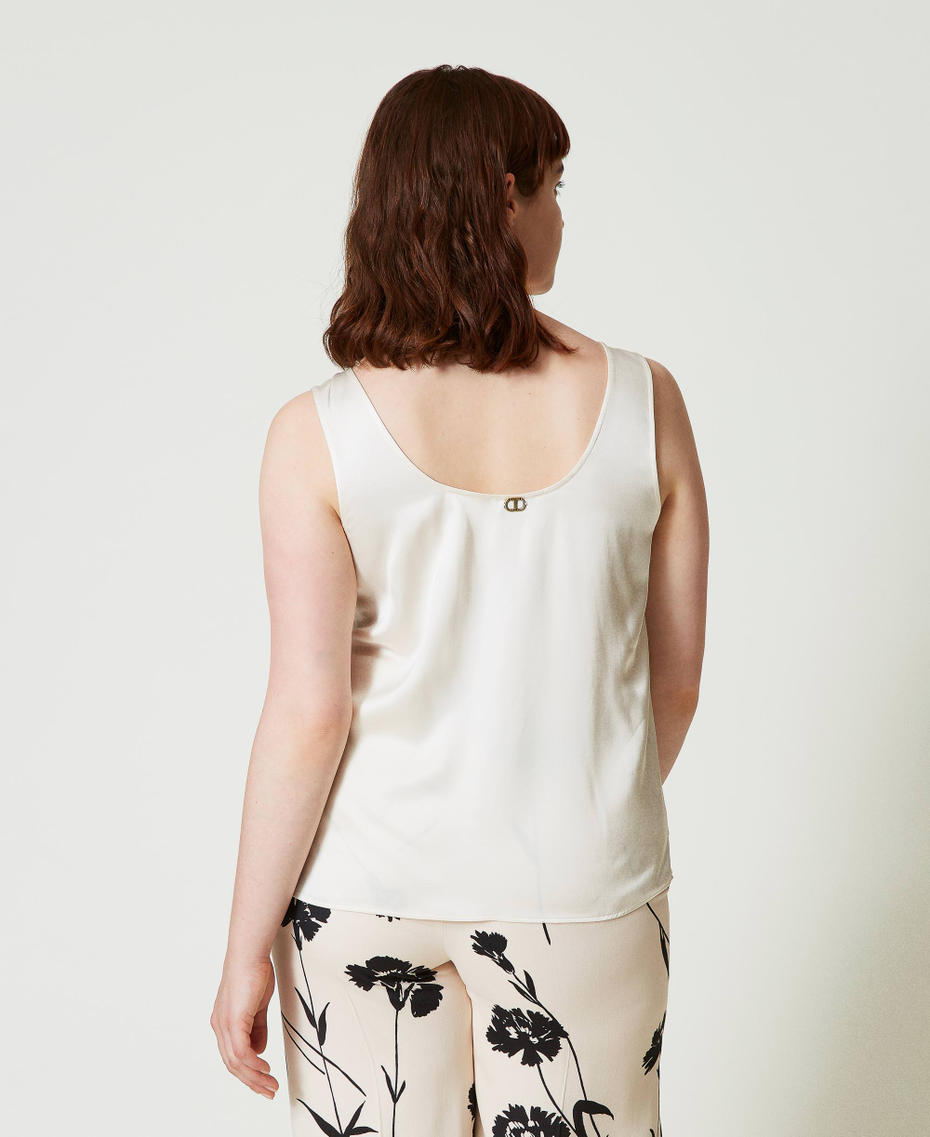 Top con spalline larghe in raso Bianco Neve Donna 241TP2504_00282_03