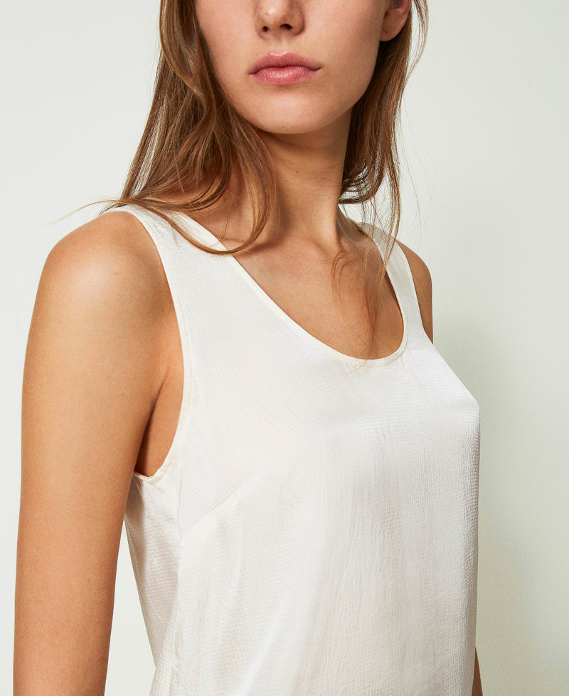 Top con spalline larghe in raso Bianco Neve Donna 241TP2504_00282_09