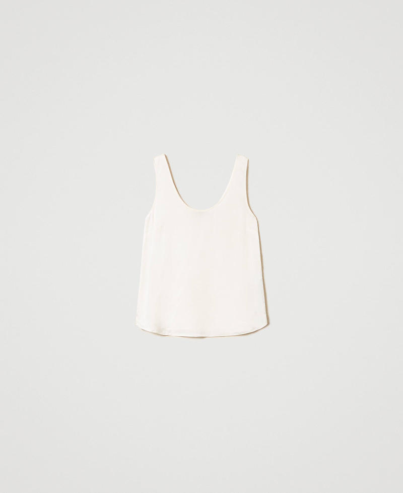 Top con spalline larghe in raso Bianco Neve Donna 241TP2504_00282_0S