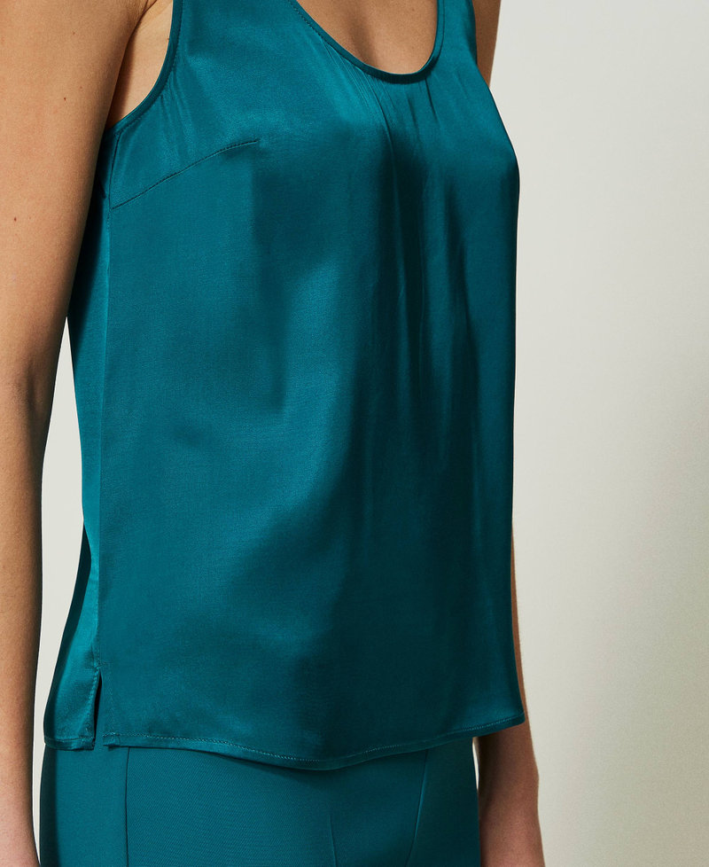 Satin top with wide shoulder straps Mineral Green Pale Blue Woman 241TP2504-04