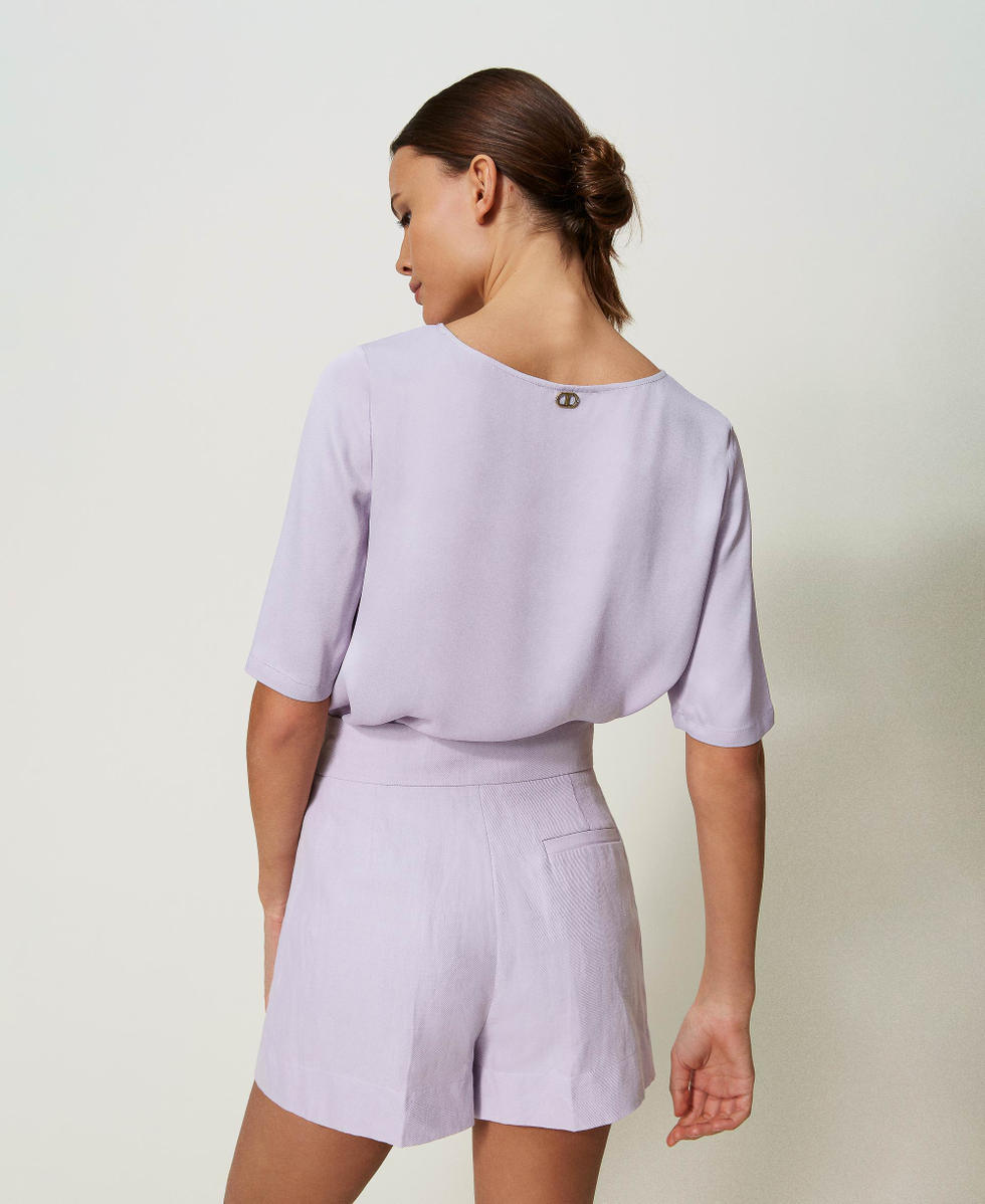Satin blouse with slits Bellflower Lilac Woman 241TP2505_00692_03