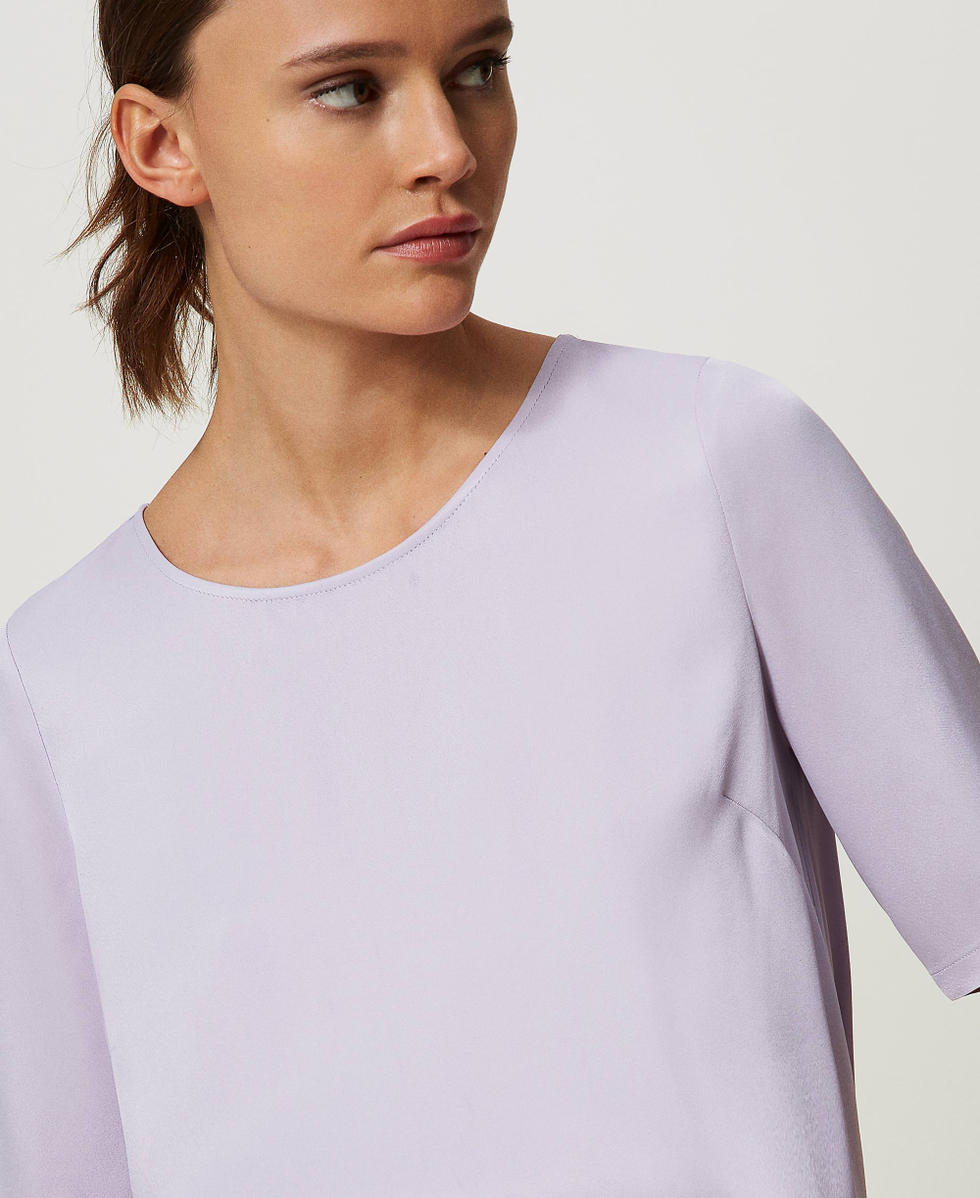 Satin blouse with slits Bellflower Lilac Woman 241TP2505_00692_04