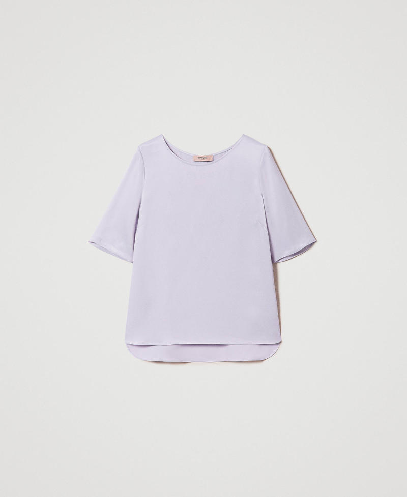 Satin blouse with slits Bellflower Lilac Woman 241TP2505-0S
