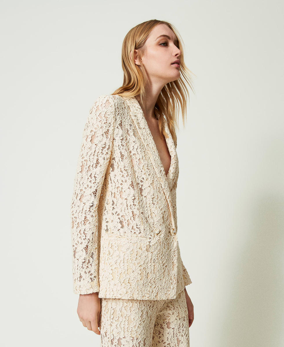 Blazer en dentelle macram&eacute; Ivoire Femme 241TP2512_00018_02