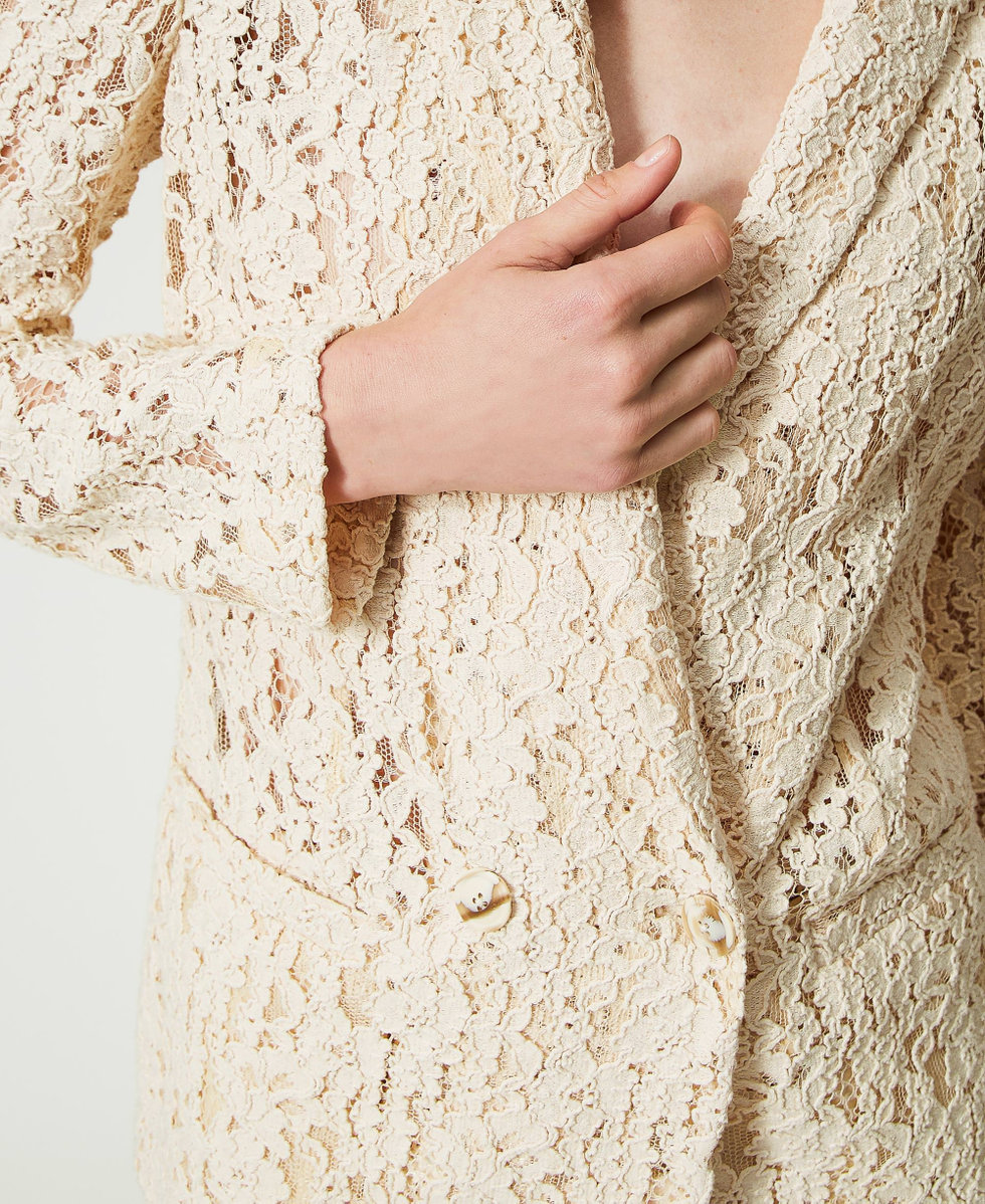 Giacca blazer in pizzo macrame Donna Bianco TWINSET Milano