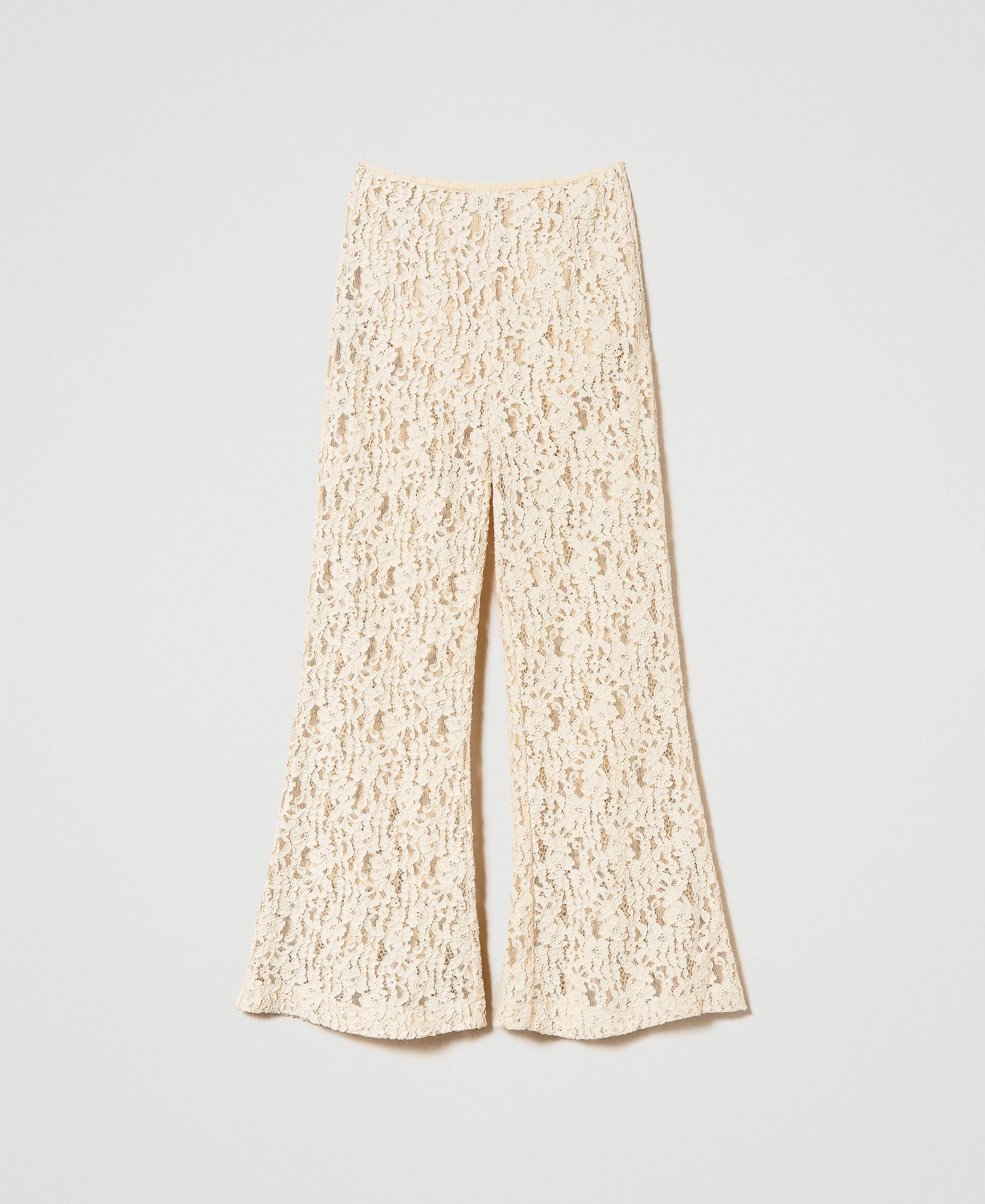 Macramé lace flared trousers