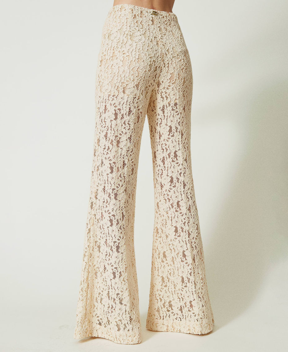 Macramé lace flared trousers