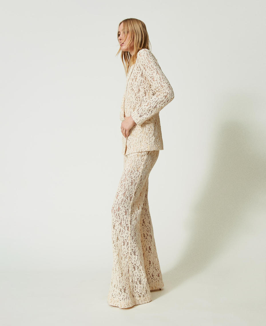 Macramé lace flared trousers