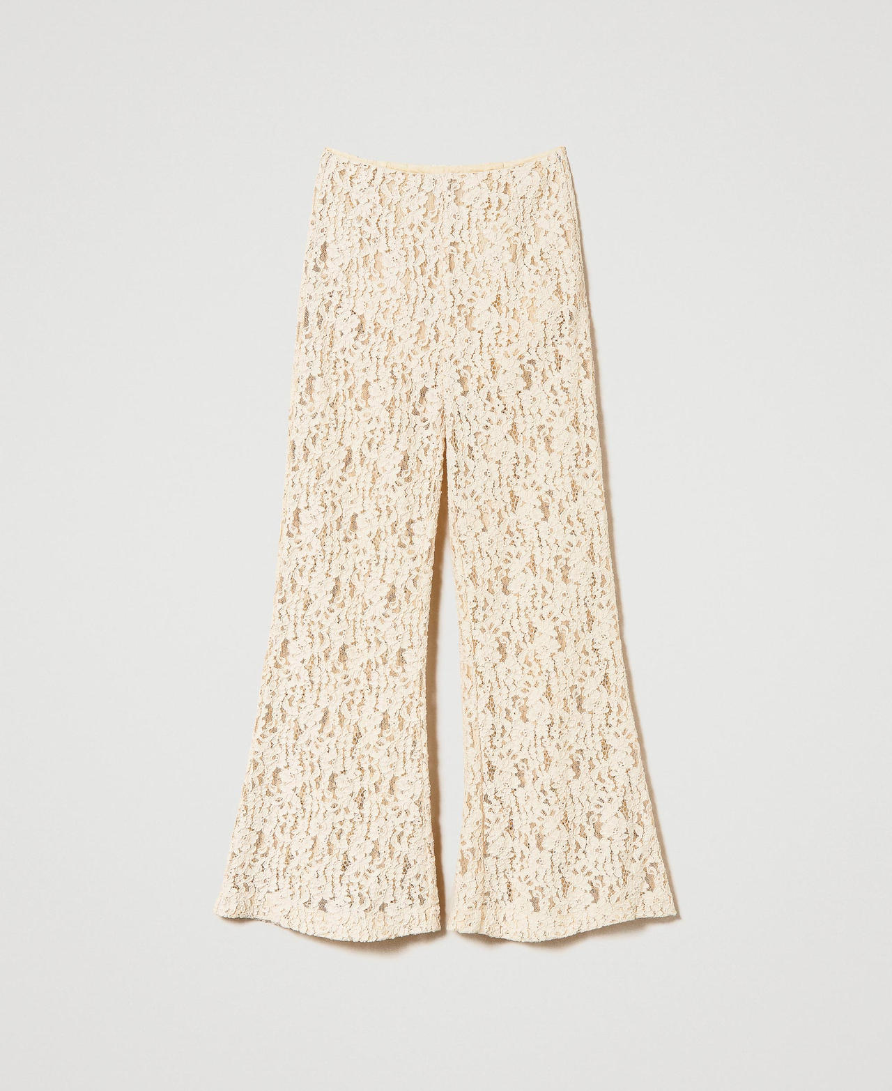 Flare-Hose aus Makrameespitze Frau, Weiß | TWINSET Milano