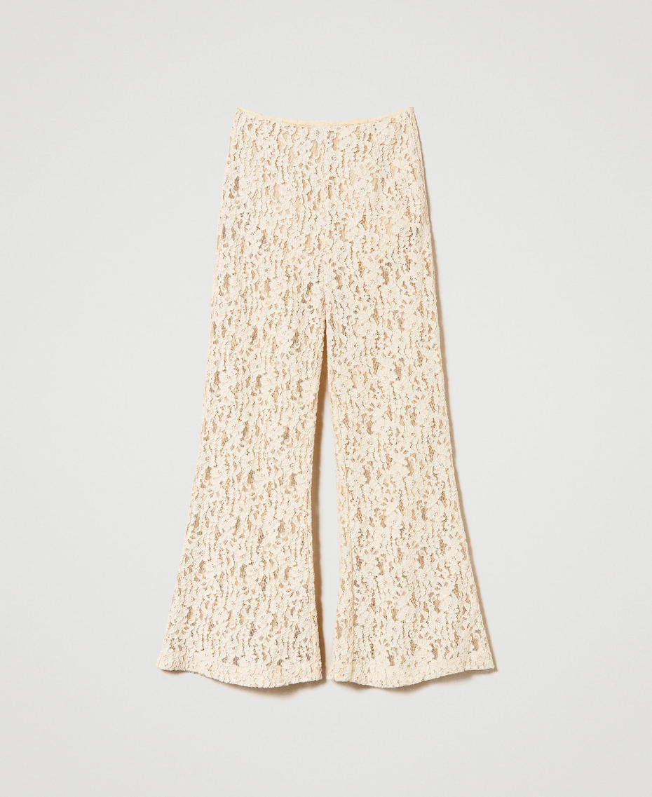 Pantaloni flare in pizzo macramè