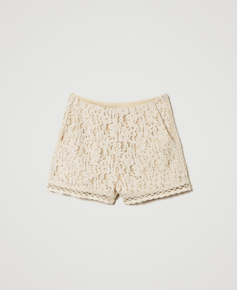 Macramé lace shorts Ivory Woman 241TP2514-0S
