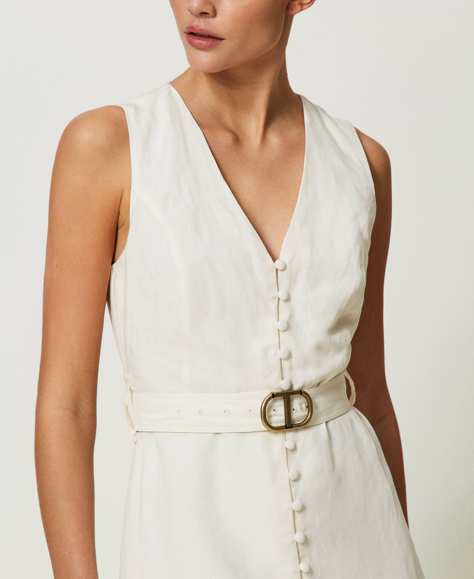 Long linen blend dress
