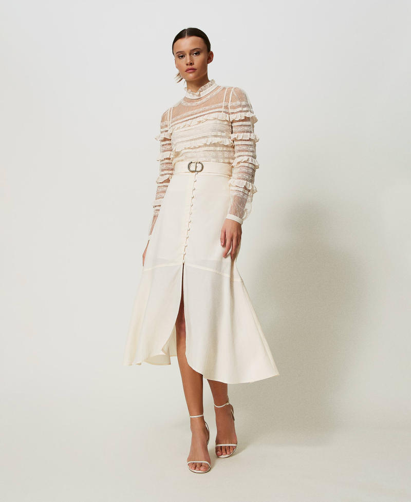 Long linen blend skirt