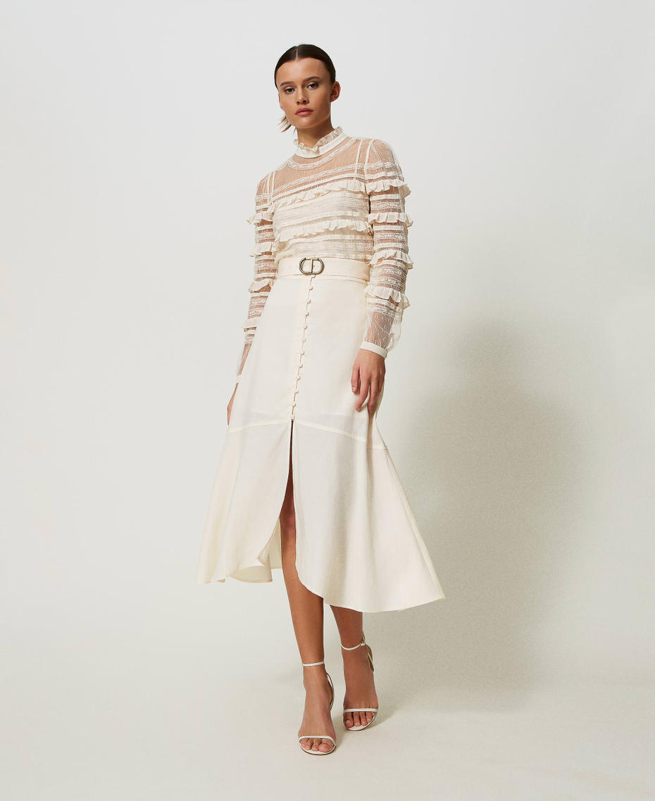 Long linen blend skirt