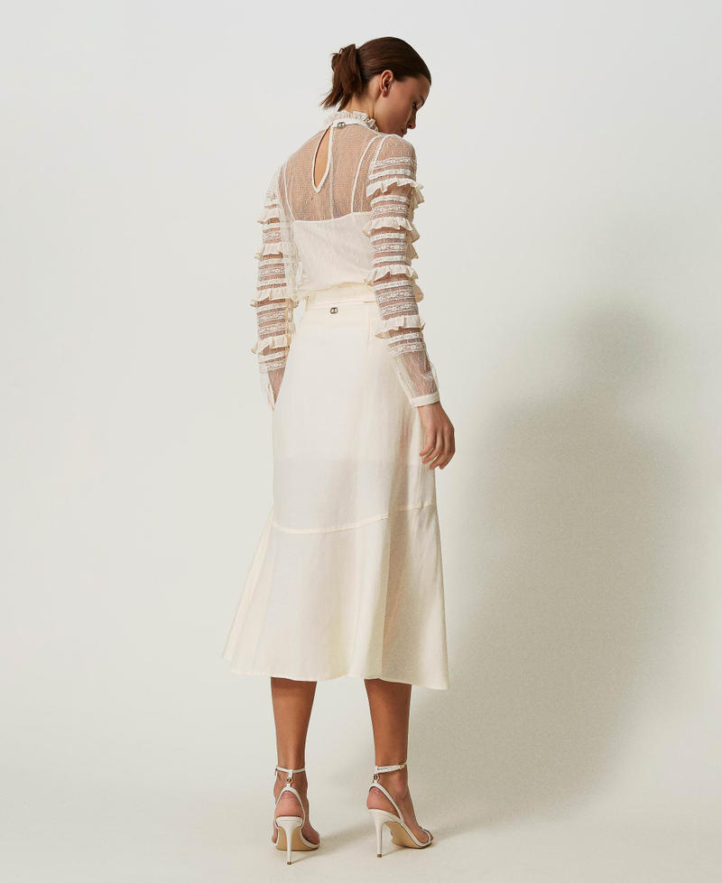 Long linen blend skirt