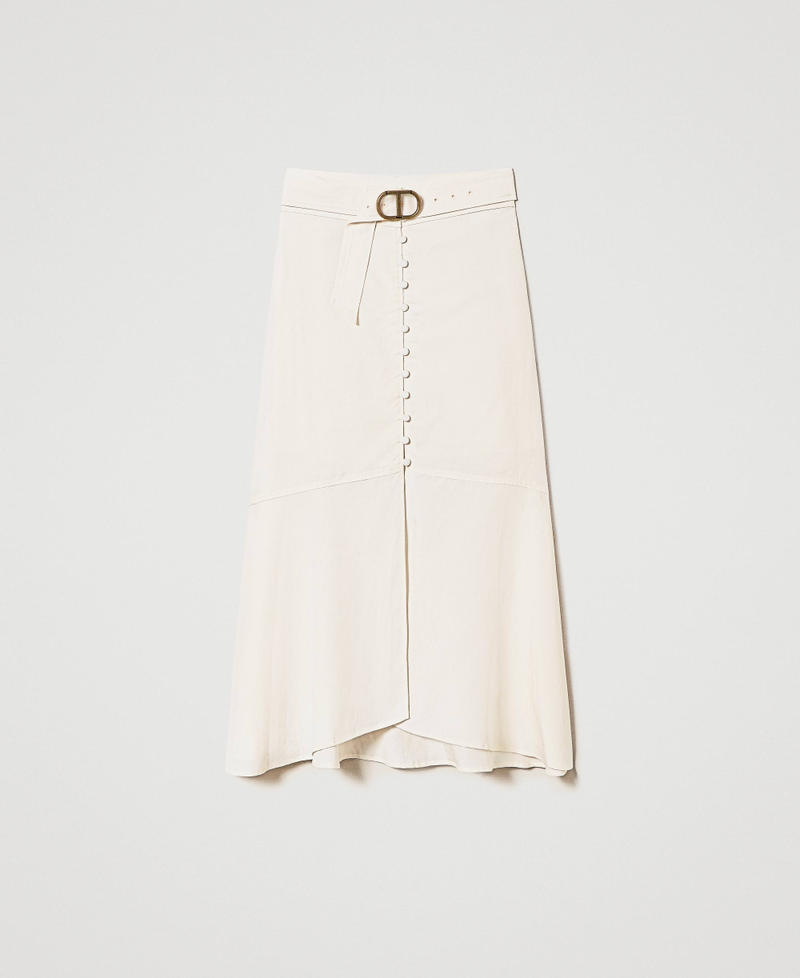 Long linen blend skirt Ivory Woman 241TP2523-0S