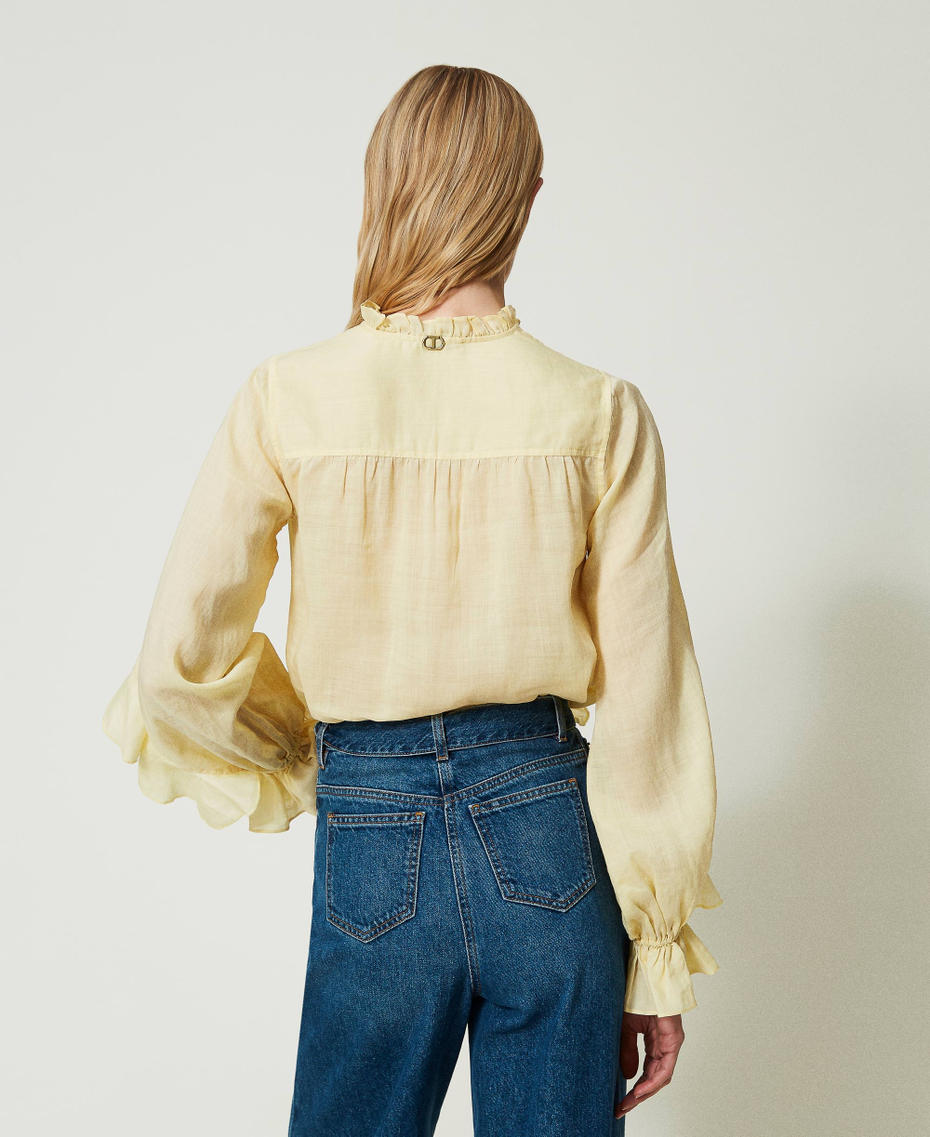 Ramie blouse with lace "Lemon Grass" Yellow Woman 241TP2530_11295_03