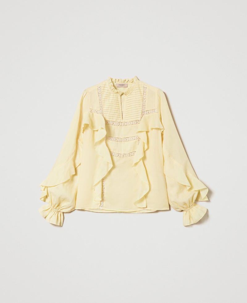 Ramie blouse with lace "Lemon Grass" Yellow Woman 241TP2530_11295_0S