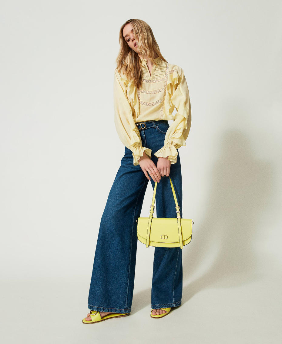 Ramie blouse with lace "Lemon Grass" Yellow Woman 241TP2530_11295_T0