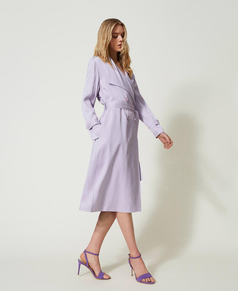 Satin trench coat with belt Bellflower Lilac Woman 241TP2540-03