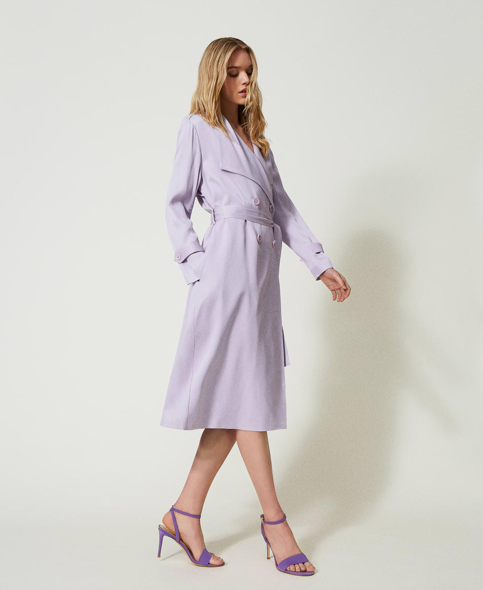Satin trench coat with belt Woman Purple TWINSET Milano