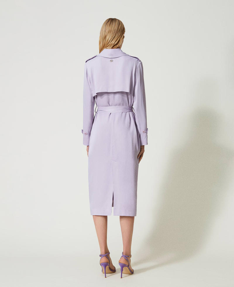 Satin trench coat with belt