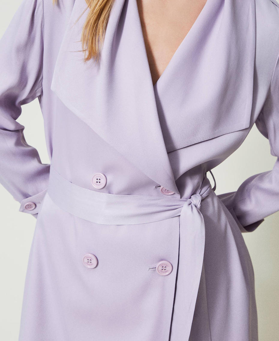 Satin trench coat with belt Bellflower Lilac Woman 241TP2540-05