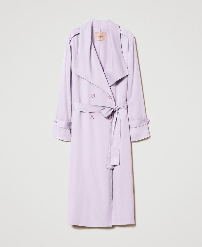 Satin trench coat with belt Bellflower Lilac Woman 241TP2540-0S