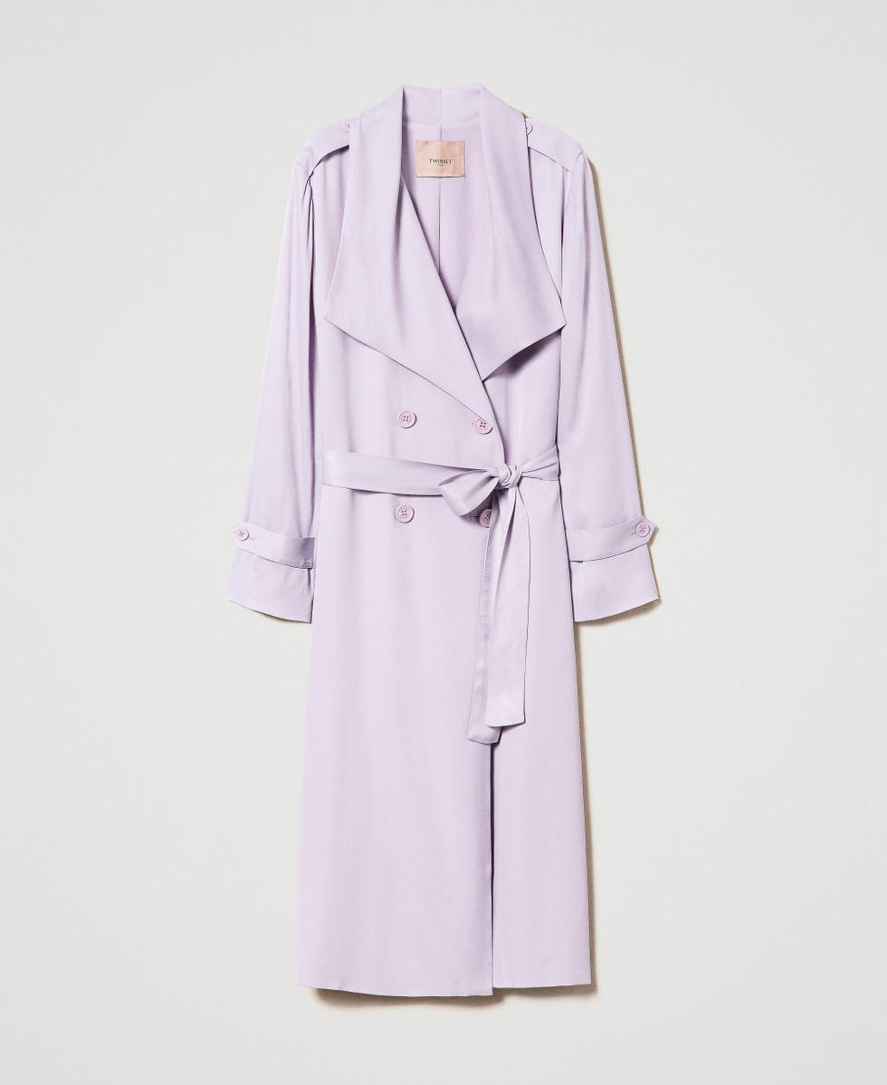 Satin trench coat with belt