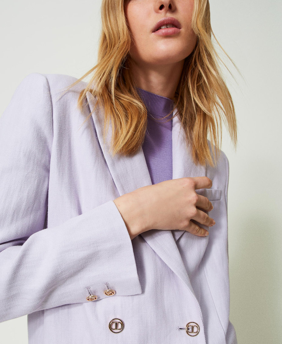 Giacca blazer in saia di lino Lilla Campanula Donna 241TP2560_00692_04