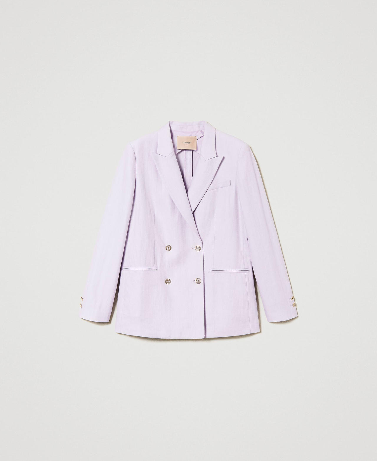 Giacca blazer in saia di lino Lilla Campanula Donna 241TP2560_00692_0S