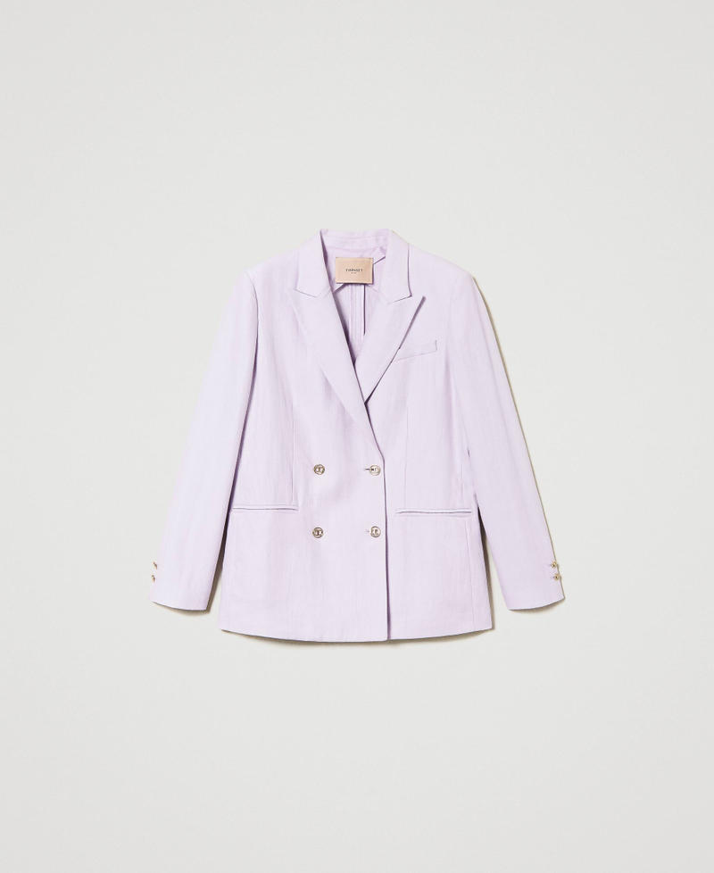 Giacca blazer in saia di lino Lilla Campanula Donna 241TP2560_00692_S0