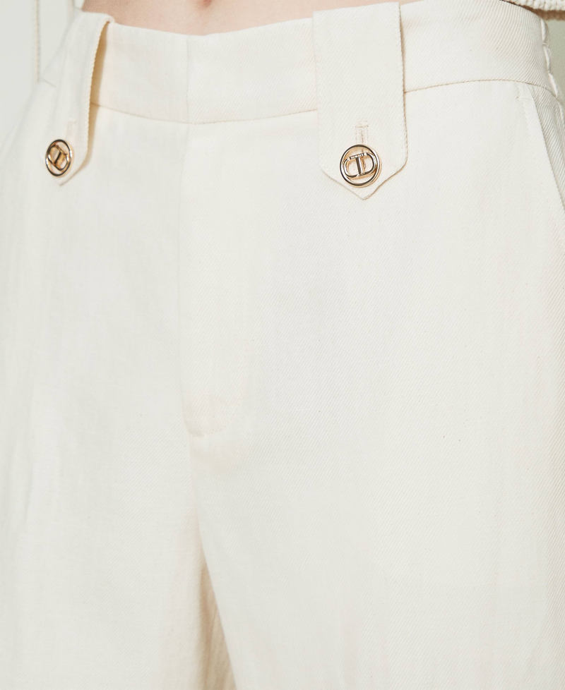 Linen twill cargo trousers Ivory Woman 241TP2564-04