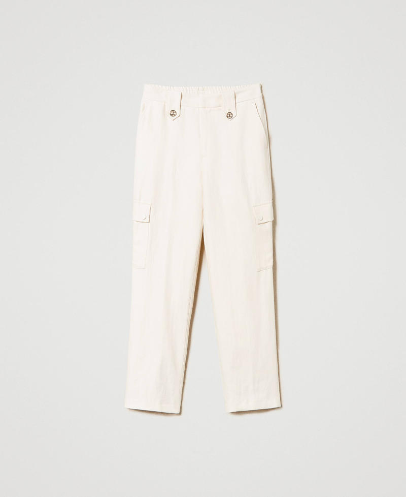 Pantalon cargo en sergé de lin
